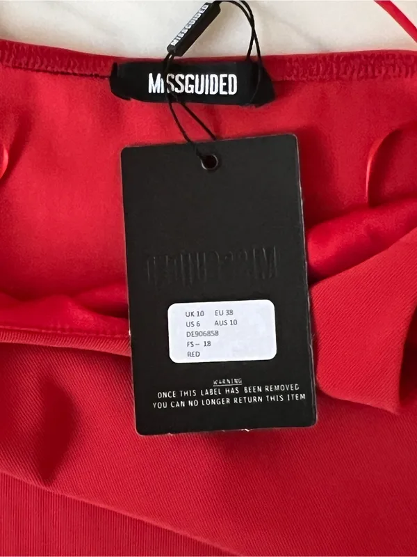 Missguided Red Bodycon Midi Dress Side Slit Spaghetti Strap NWT US 6 - Image 6