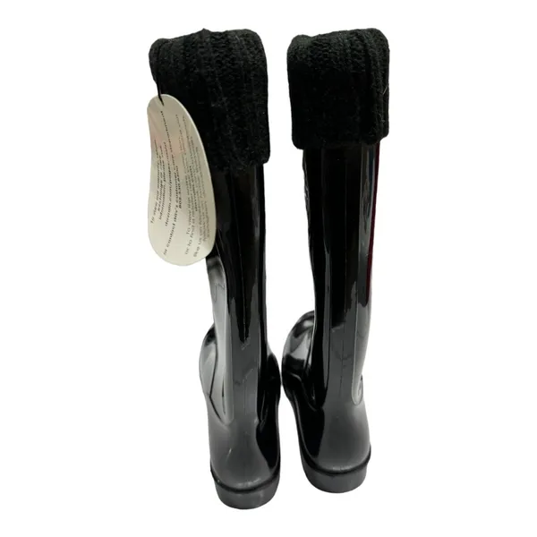 dav Womens Boots Sz 8 US 38 EU Black‎ Rain Boots Sweater Trim Fleece Inside NEW - Image 5