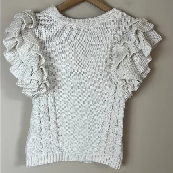 Cleobella Hedda Short Sleeve Sweater Knit Ruffle XS Organic Cotton - Image 4