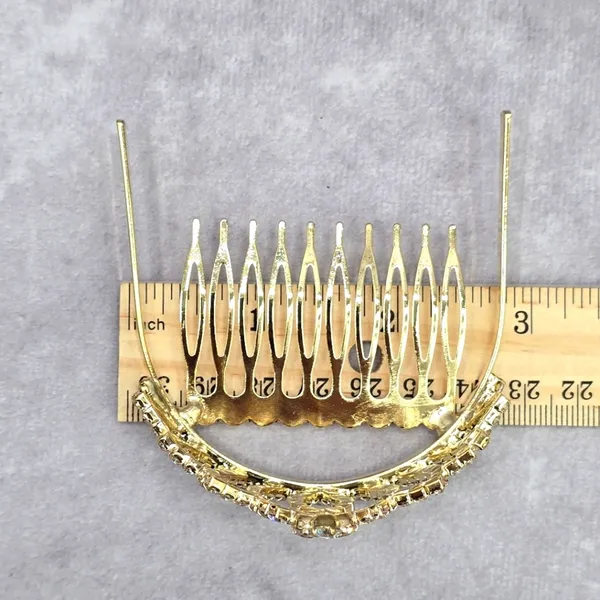 Gold Rhinestone Crown Tiara Clip Hair Bridal Accessories Fashion‎ Jewlery JB2-9 - Image 5