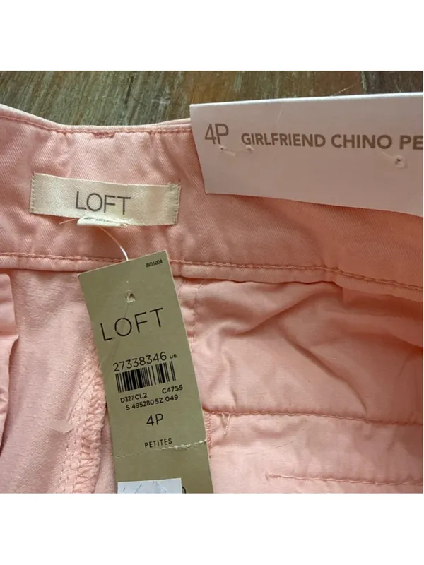 LOFT Peach Girlfriend Chino Petite Ankle Pants 4P Frayed Hem NWT - Image 4
