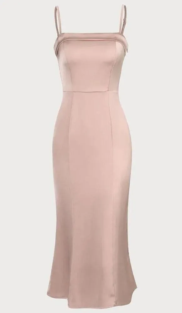 RIHOAS The Pink Bodycon Satin Cami Midi Dress XS - Image 6