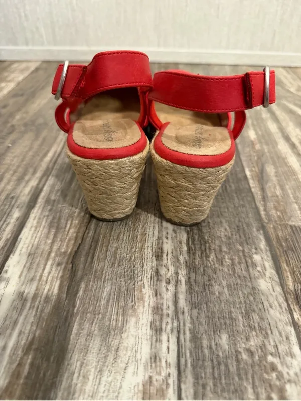easy street Red Woven Espadrille Slingback Wedge Size 7 - Image 10