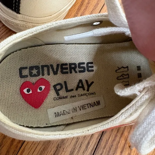 Comme des Garcons PLAY x Converse Chuck Taylor All Star Low Cream‎ Shoes size 6 - Image 8