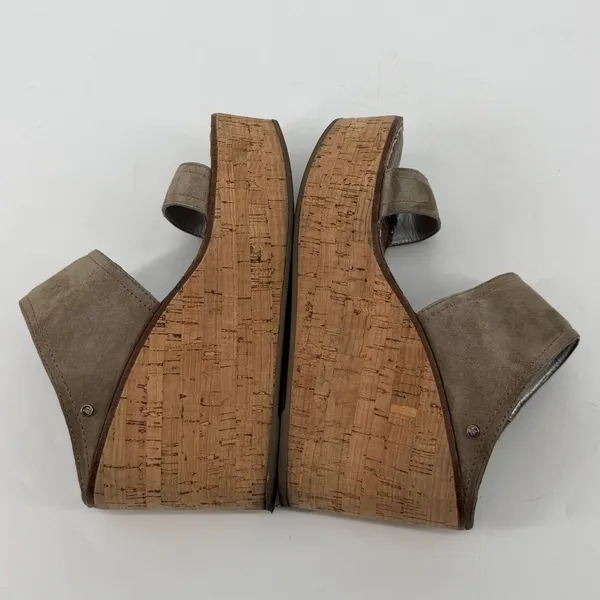 Sam Edelman Dali Taupe Suede Cork Platform Wedge Sandals‎ Womens 8.5M - Image 5