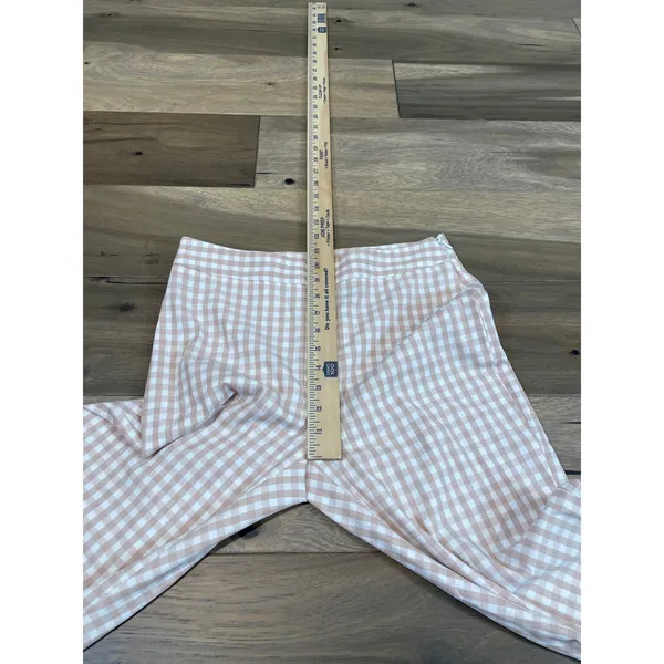 Alex Marie Pants Size 4 White Pink Gingham Lightweight Flare Leg Side Zip - Image 5