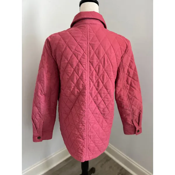 Talbots Quilted Barn Jacket Large Pink Shacket Corduroy Preppy Bright Equestrian - Image 5