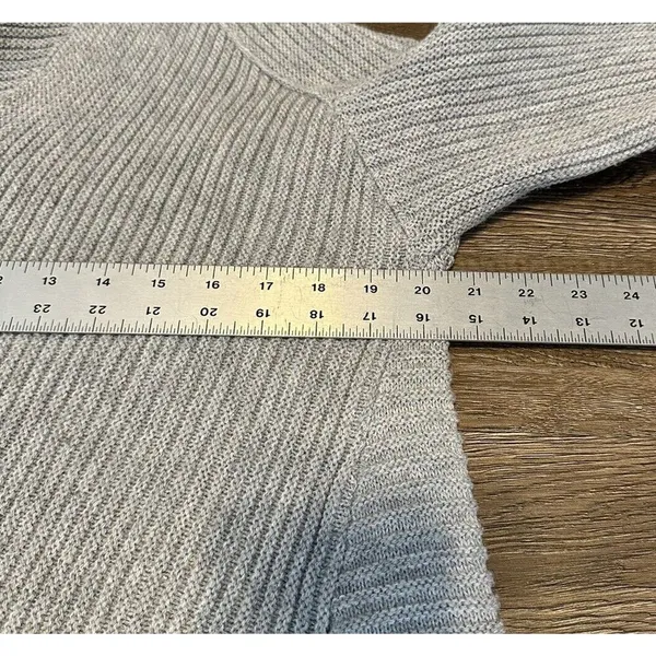 UMGEE Sweater Gray ‘All Laced Up’ Oversized Ribbed Tie Sides V-neck Large Boho - Image 5