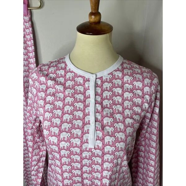 Roller Rabbit Hathi Pima Cotton Pink Elephant-Print Long-Sleeve Pajama Set XS - Image 5