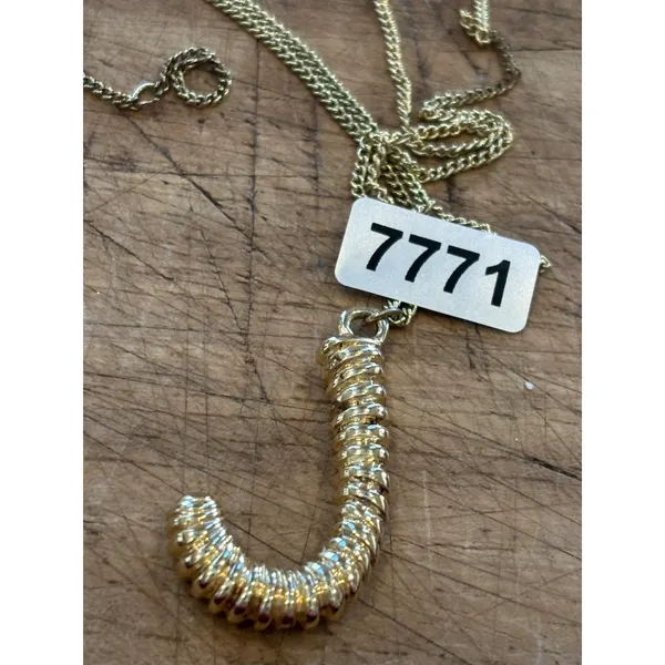 Gold-Plated J Pendant Necklace On Rope Chain 18 Inches Unisex - Image 6