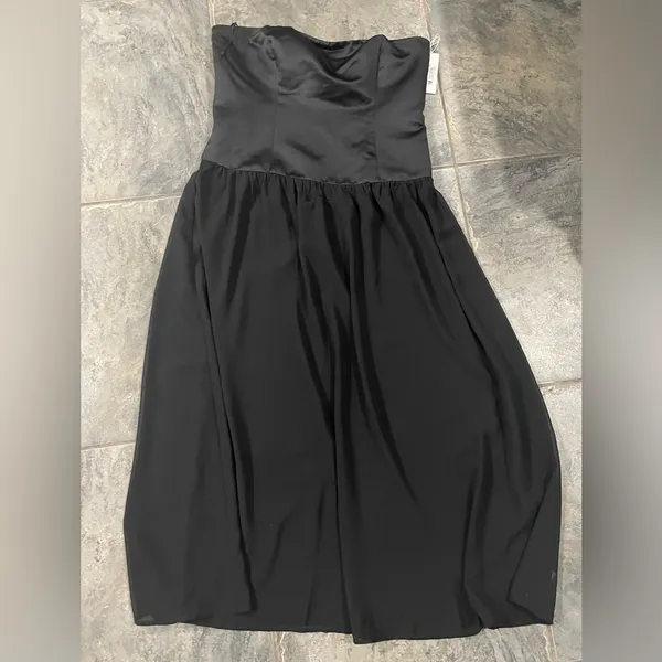 NWT‎ Reformation Florissant Black Satin Sheer Dress Sz 12 $298 - Image 8