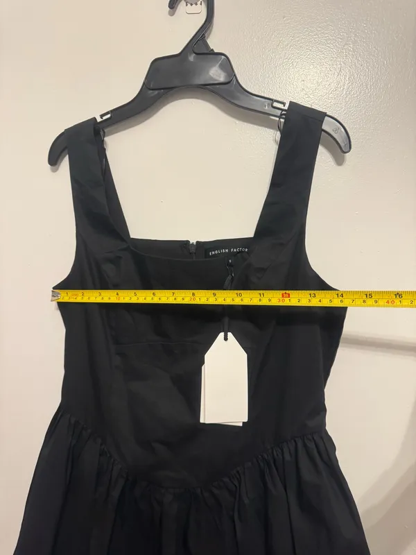 English Factory Women's Poplin Square Neck Bubble Hem Dress Size Small - Image 7