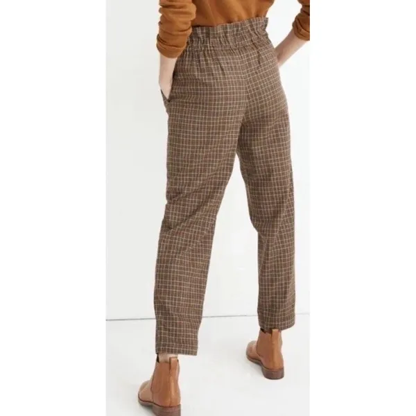 Madewell‎ Plaid Paperbag Waist Tapered Pants Size 0 High Rise Cropped Trouser - Image 2
