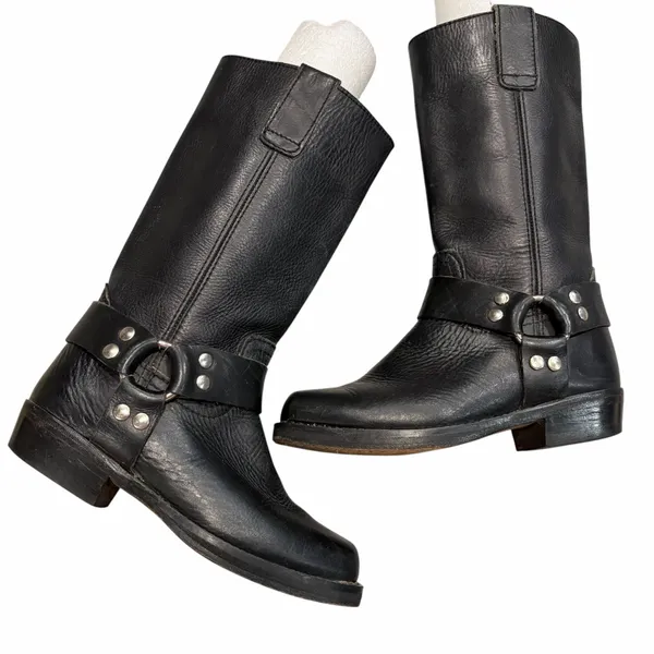 Pintainho Black Leather Moto Harness Boots Shoes 36 - Image 6