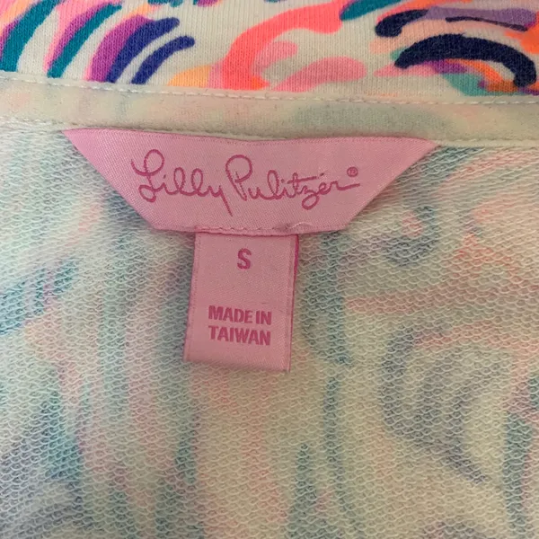 Lilly Pulitzer Women's S Skipper Popover High Tide Navy Flamingo Gopher Half Zip - Image 5