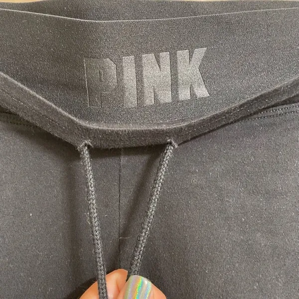 PINK Victorias Secret Black White Rhinestone Bling Joggers, Medium - Image 3