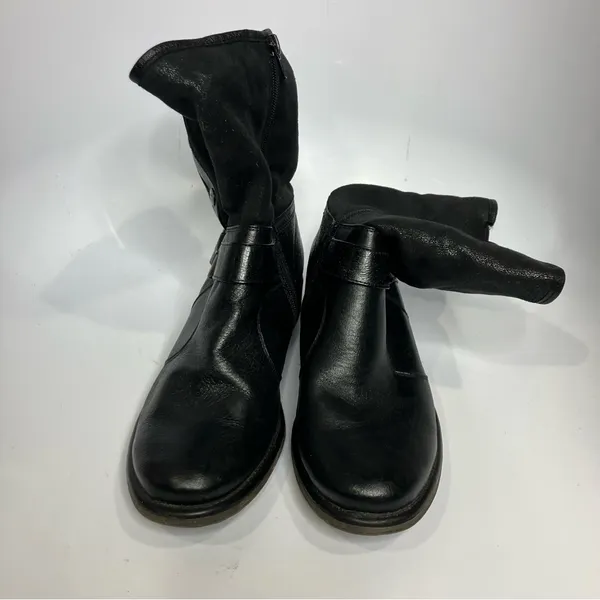 Baretraps Shakira black leather boots women's‎ size 9.5 buckle casual zipper - Image 2