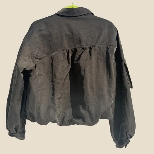 Future Collective Jenny K Lopez Nylon Bomber Utility Cargo Jacket Dark Grey M - Image 5