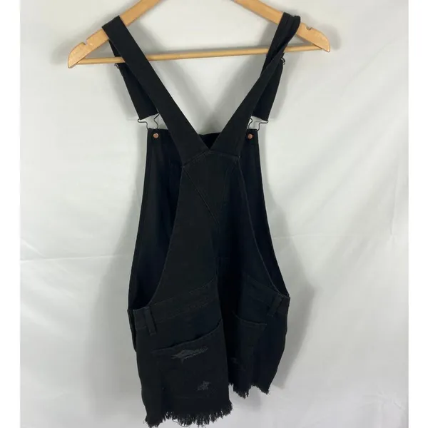Black Distressed Short Overalls Size Small - Image 6