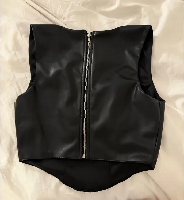 Forever 21 Black Leather Corset Top - Image 2
