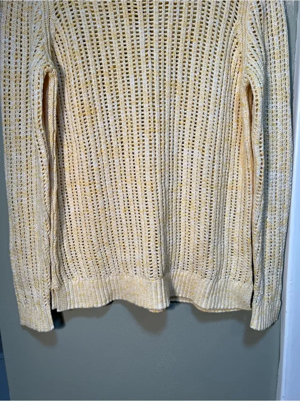 Talbots Women's Size‎ Small Petite Open Stitch Pullover Sweater Space Dye Yellow - Image 4