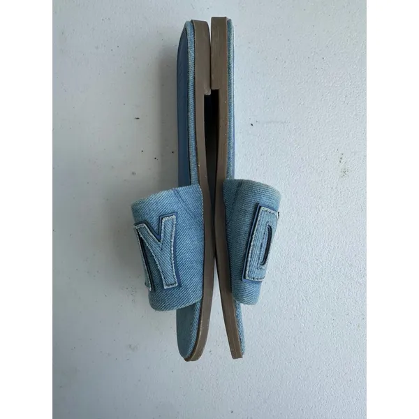 DKNY Women's Willow Bold Logo Strap Denim Slide Flat Sandals 7 - Image 3
