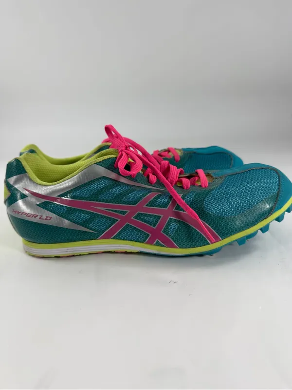 ASICS Hyper LD 5 Women’s Track Spikes Teal Pink Lime US 9.5 - Image 2