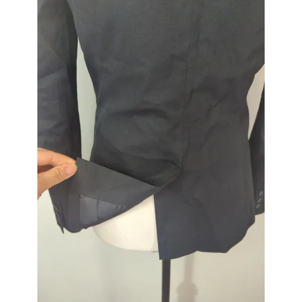 Theory Black Cotton Blend Single Breasted‎ One Button Blazer Corporate Women's 6 - Image 6