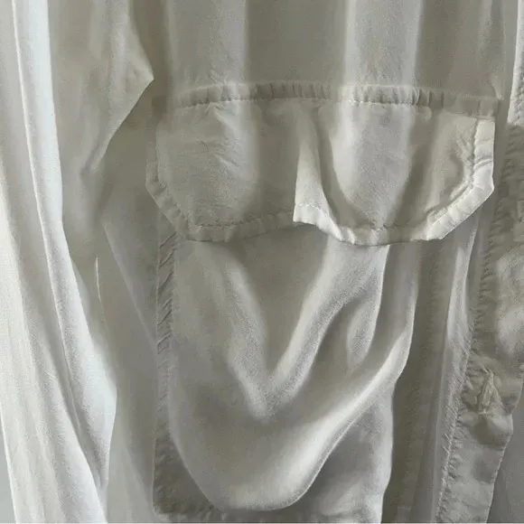 Zara White Button Down Collar Breast Pockets Lightweight Perfect Condition XS - Image 4