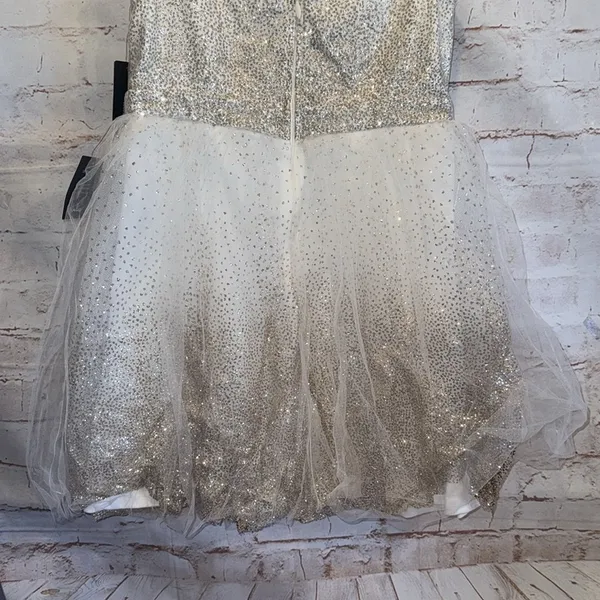 Lulus Dress Medium Sparkling White Tulle Ballerina Dream Cream Gold Skater Dress - Image 6