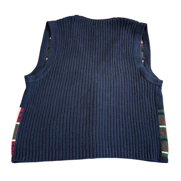 Mountain Lake Sweater Vest Womens Large Vintage Plaid Floral Embroidered Granny - Image 5