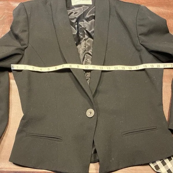 Vintage 80's Evan Picone Worsted Wool‎ Black SIngle Button Blazer Womens 10/12 - Image 14