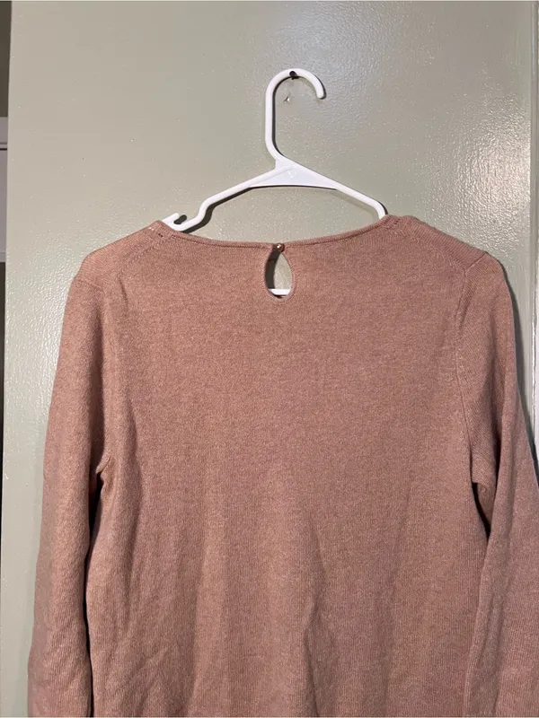 Talbots Women’s Sz Medium Pure Cashmere Sweater Dark Chestnut Heather 3/4 Sleeve - Image 8