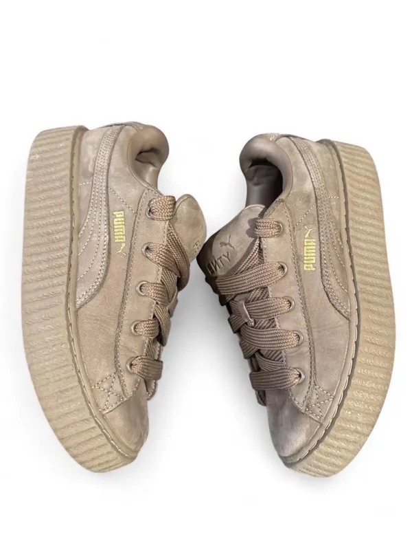 Fenty Beauty Kids Suede Sneakers in Taupe Brown - Image 2