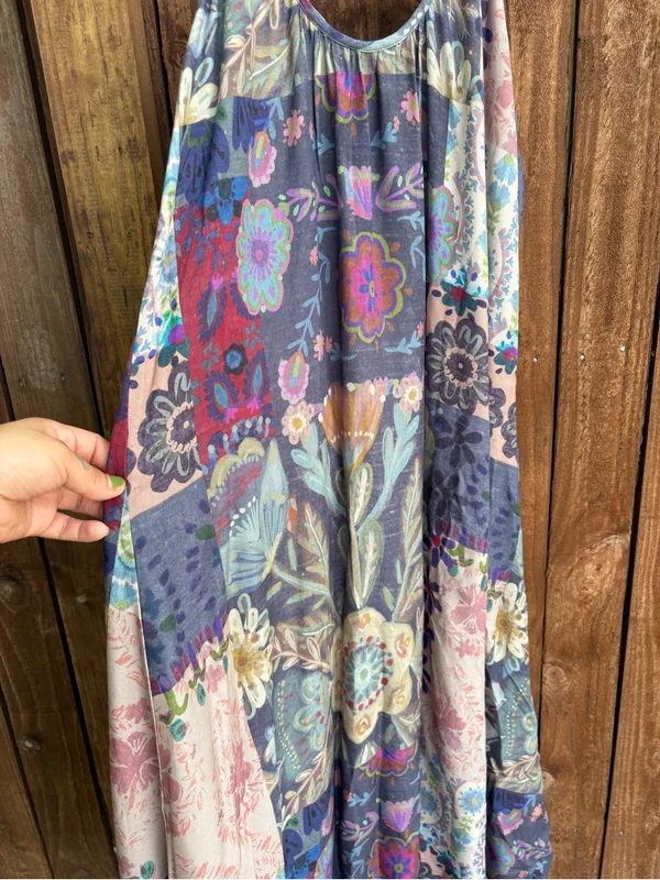 Natural Life Blue Floral Patchwork Lizzie Midi Dress - Image 5