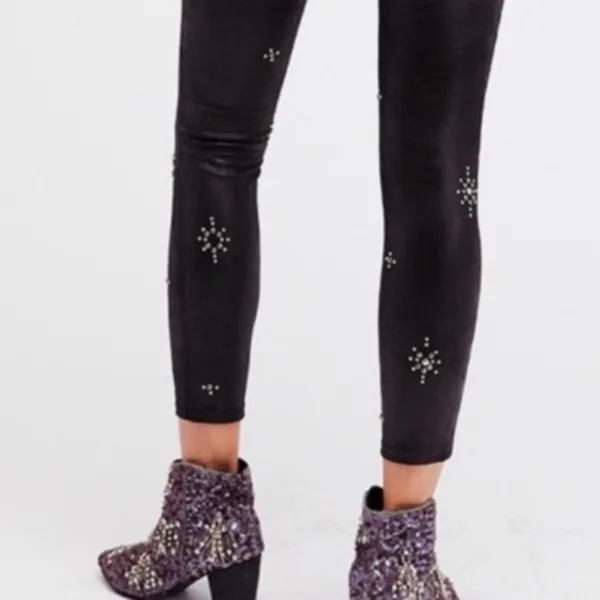 NWT Free people studded‎ vegan leather leggings sz 24 - Image 4