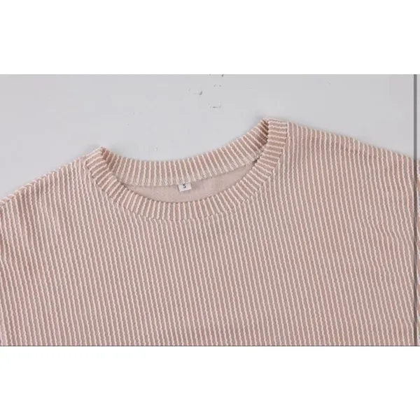 NEW 2 Pc Lounge Travel Outfit Ribbed Knit Long Sleeve Wide Leg L - Image 7