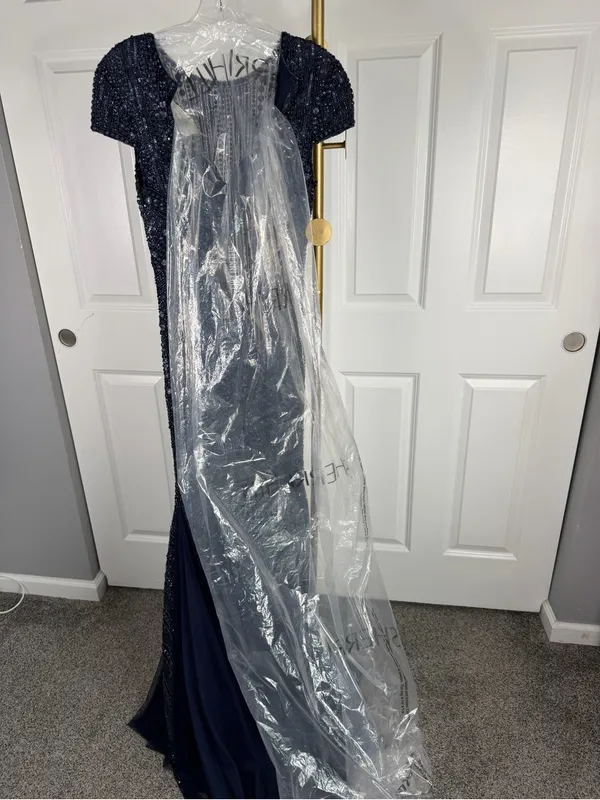 Sherri Hill 51426 Size 4 NWT Navy Beaded Mermaid Evening Gown Formal Prom Dress - Image 6