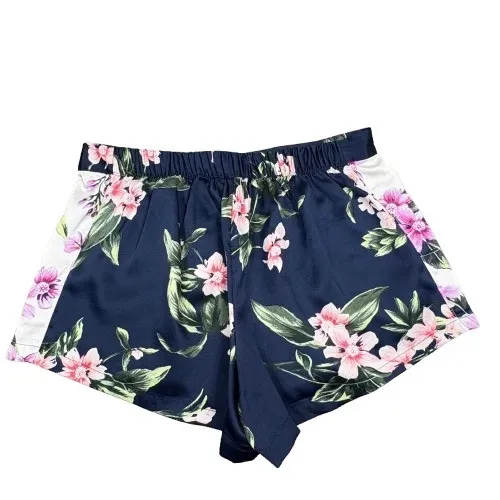 Victorias Secret Satin‎ Pajama Shorts Navy Blue Floral Print Loungewear Size XS - Image 3