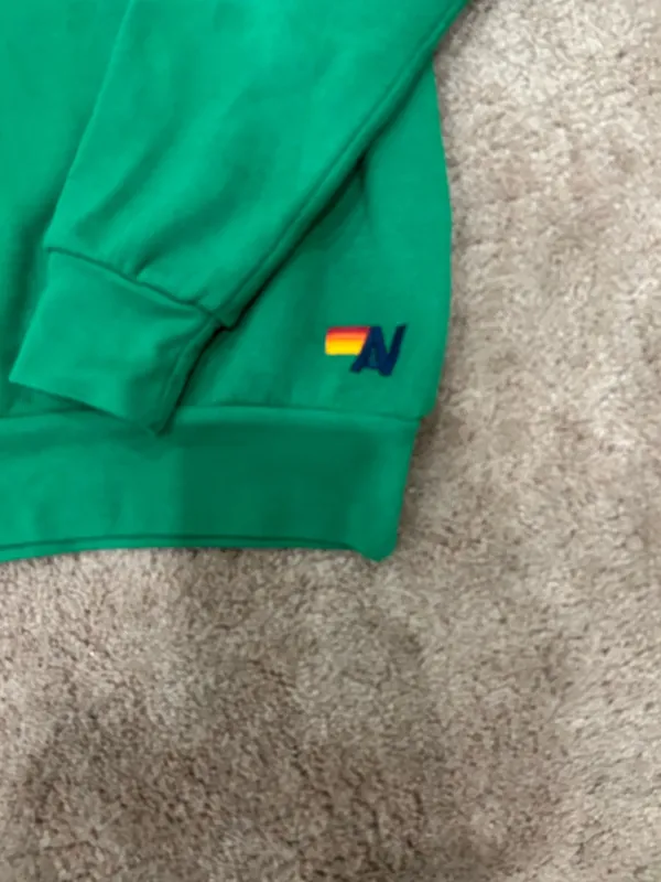Aviator Nation Kelly Green Crewneck Sweatshirt With Neon Stripes Revolve Small - Image 3