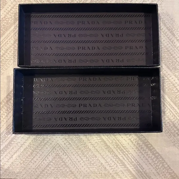 Prada Textured Small Black Rectangular Sunglasses Box - Image 4