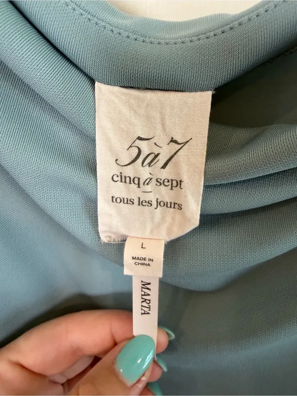 Cinq a Sept Jersey Marta Cami. Size: Large. Color: Ocean Dew. - Image 8