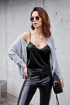 Ekouaer Satin Lace Cami Tank - Image 3
