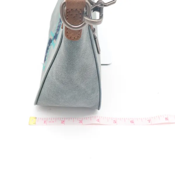 Wrangler Aztec Womens Handbag Gray Suede Pockets Adjustable Strap Crossbody Bag - Image 4