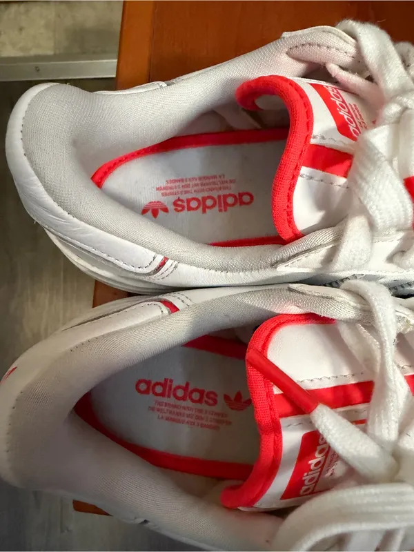 Adidas Superstar Bold White and Red Women’s Platform Sneakers. Size: 7 - Image 6
