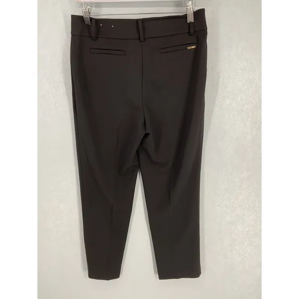 Anne Klein Womens Dress Pants Black Gold Logo Tapered Career Slacks 6 Petite - Image 3