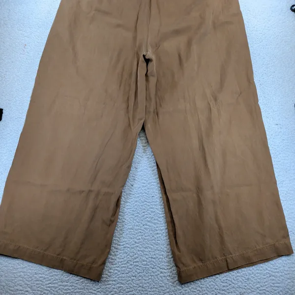 Madewell Harlow‎ Wide Leg Pants Womens 14 Pleated Lyocell Linen Brown NG521 - Image 9