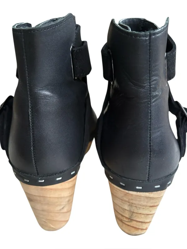 EUC Free People Leather Bungalow Clog Heeled Boots Black Size 9.5 - Image 8