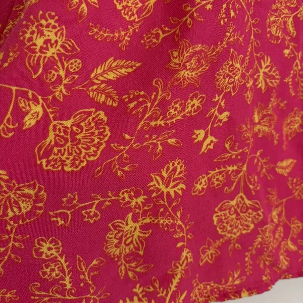 Oddi Small Rayon Blouse Ruffle Sleeve High‎ Neck Pink Orange Floral Feminine - Image 2
