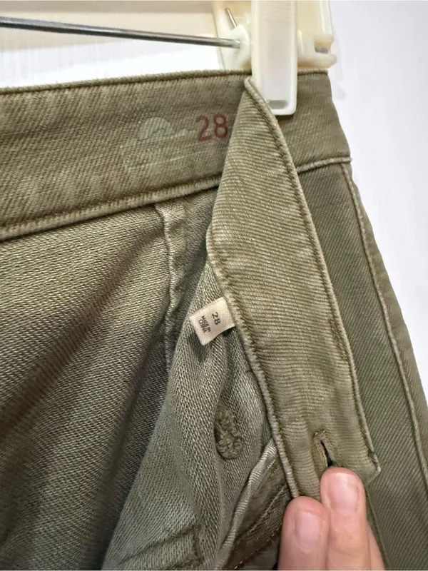 Faherty Stretch Terry Patch Pocket Pants Army Olive Green Flat Front EUC Size 28 - Image 4